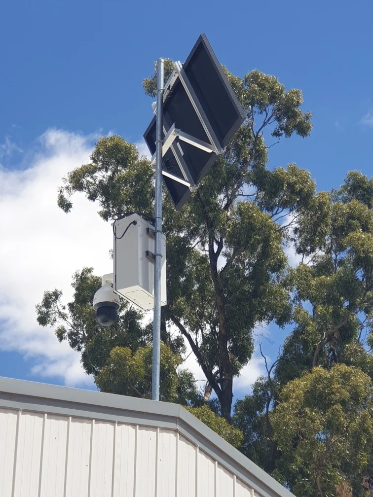 Solar CCTV on commercial building with dual panels